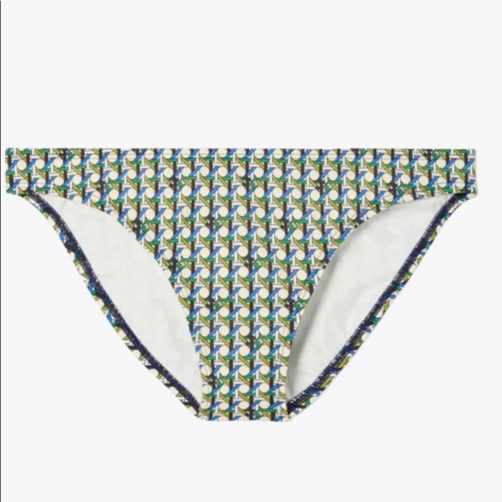 “Tory Burch” basket weave print bikini bottoms; medium